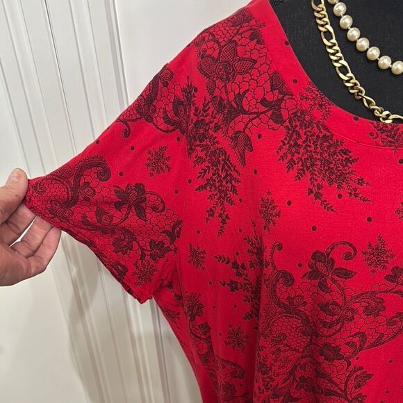 Soma Chic Red Lace Print Sleep Dress - Picture 2 of 5